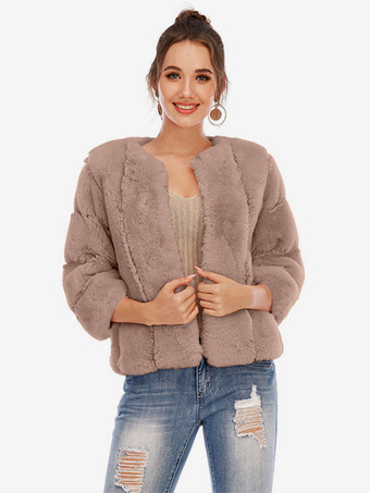 Plush Faux Fur Coat Winter Short Outerwear For Women
