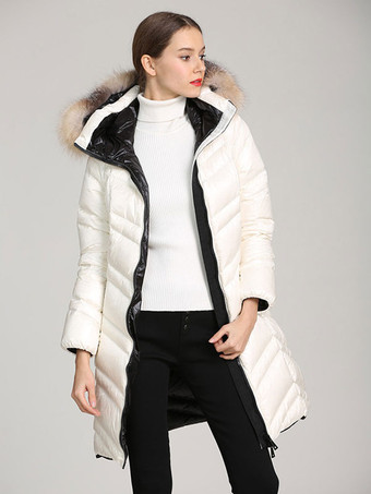 ダウンコート ブラック フード付き フグ ファー 襟 冬 アウターウェア 女性用