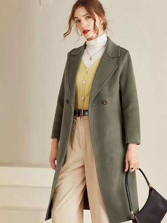 Manteau en laine pour femme classique à revers crantés vêtement d'extérieur mi-long confortable pour l'hiver 2025