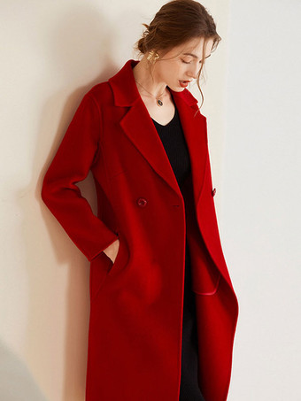 Manteau en laine pour femme classique à revers crantés vêtement d'extérieur mi-long confortable pour l'hiver 2025