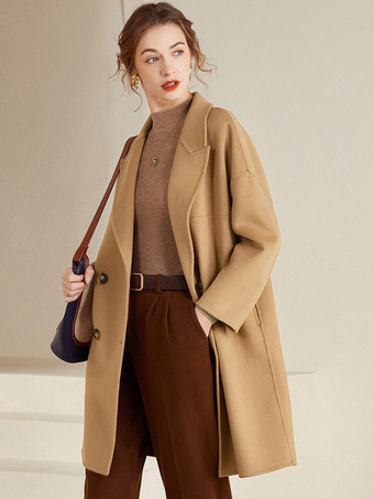 Женское пальто из 100% шерсти теплое пальто зимняя верхняя одежда 2024