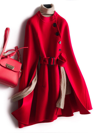 Poncho Femme à Col Montant Bicolores