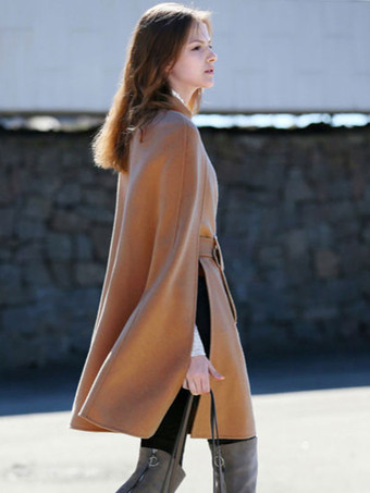 Poncho Femme à Col Montant Bicolores