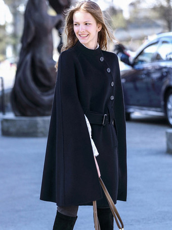 Poncho Femme à Col Montant Bicolores