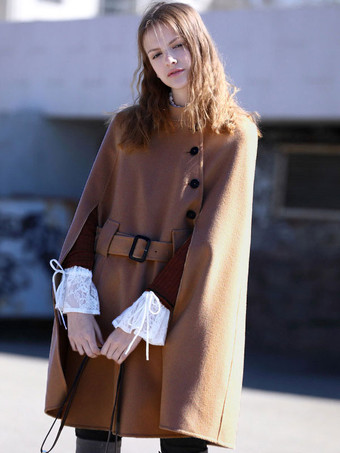 Poncho Femme à Col Montant Bicolores