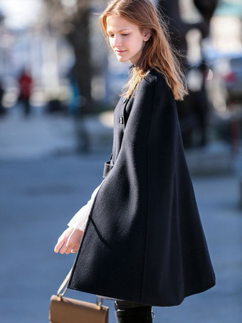 Poncho Femme à Col Montant Bicolores