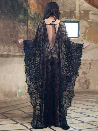 ホワイト カバーアップ レース Vネック ブライダル ナイトガウン ビーチ バケーション ボヘミアン ロングドレス 女性用