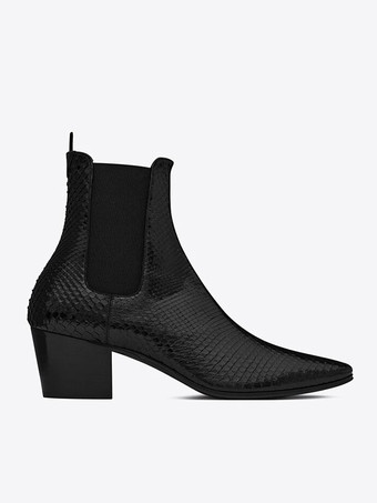 男性用ブーツ 素敵なスクエアトゥ スリッポン フェイクファー アンクル チェルシー プロム パーティー ブーツ