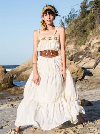 bohemian white summer beach dress