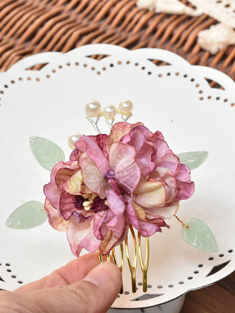 MagentaPeignes fleurs séchées accessoire de cheveux accessoires marigae