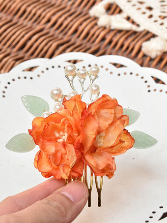 Orange Peignes fleurs séchées accessoire de cheveux accessoires marigae