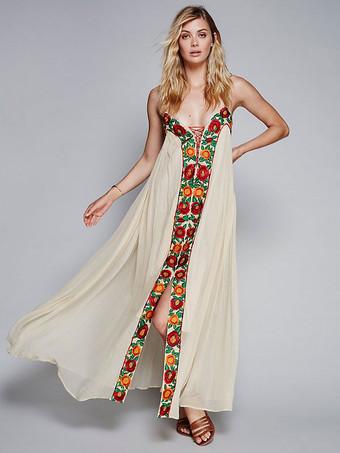 bohemian white summer beach dress