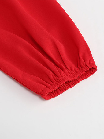 スケータードレス ポリエステル Vネック グリーン セクシー 長袖 フィット＆フレアドレス