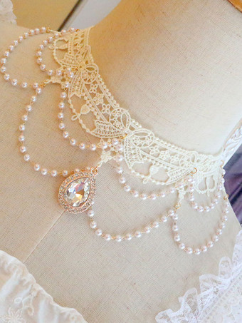 スイートロリータ アクセサリー ホワイト レース パール ポリエステル チョーカー その他