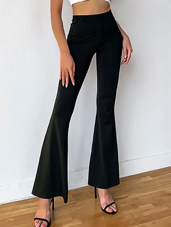 Pantalon noir en polyester taille haute