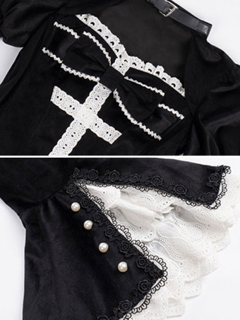   Robes Gothiques Lolita Volants Rayures Noir Déguisement  