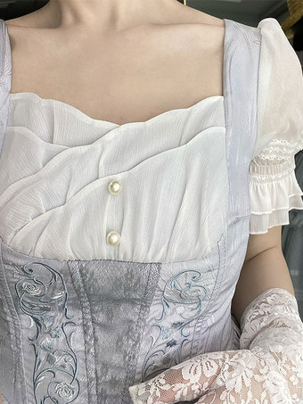 スウィートロリータドレス ポリエステル 半袖 フリルワンピース