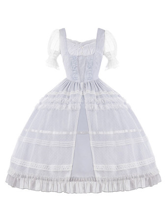 スウィートロリータドレス ポリエステル 半袖 フリルワンピース