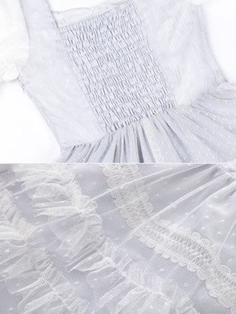 スウィートロリータドレス ポリエステル 半袖 フリルワンピース