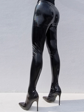 オールインワンシューズ 弾性 ポインテッドトゥ スティレットヒール サイハイブーツ