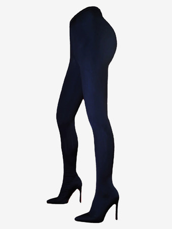 レディース ブラック パンツ シューズ 弾性 スティレット ヒール サイハイ ブーツ