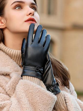 Guanti corti da donna impermeabili in pelle invernale riscaldata con  fiocchi da donna - Milanoo.com