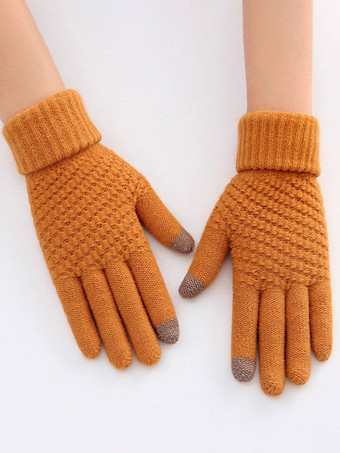 オレンジ 女性のための短い女性の暖かい加熱された冬の短い手袋