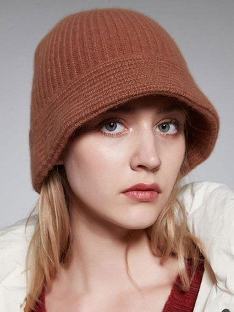 女性のためのキャップ シックなウール ストライプ ポリエステル 冬暖かいニット帽子
