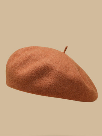 オレンジ女性のための帽子プリティ ウール ポリエステル冬暖かい英国スタイル ベレー帽