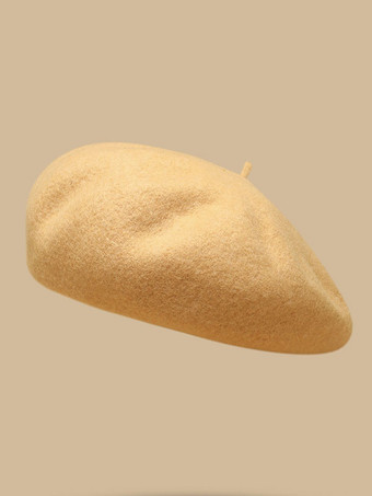 イエロー女性のための帽子プリティ ウール ポリエステル冬暖かい英国スタイル ベレー帽