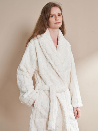 Home Wear Turndown Collar Long Sleeves Women Winter Warm Loungewear