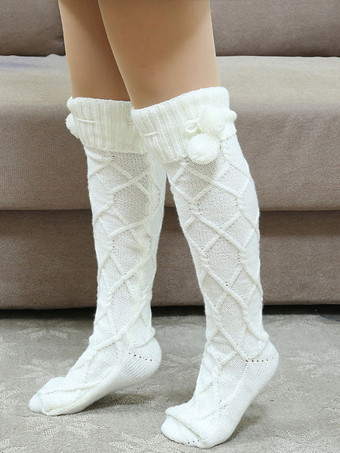 ホワイト グレー高品質ふわふわニット冬厚く暖かいコージーファジー Calcetines Felpa 床 Invierno 女性ソックス