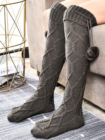 グレー高品質ふわふわニット冬厚く暖かいコージーファジー Calcetines Felpa 床 Invierno 女性ソックス