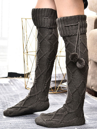 ダークグレー グレー高品質ふわふわニット冬厚く暖かいコージーファジー Calcetines Felpa 床 Invierno 女性ソックス