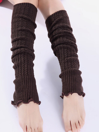 ブラウン レッドソックス 1 ペアレッグウォーム女性ニット秋冬防風コールドレジストブーツ袖口ヨガ