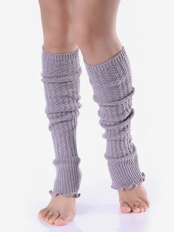 Red Socks 1 Pair Leg Warm Women Knitted Autumn Winter Windproof Cold Resist Boot Cuffs For Yoga