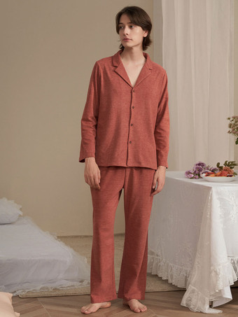 ホームウェア 2ピース ターンダウンカラー 長袖 ポリエステル 女性 冬 暖かい 部屋着