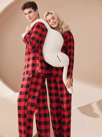 ホームウェア 2ピース ターンダウンカラー 長袖 チェック柄 コットン レディース 冬 暖かい 部屋着