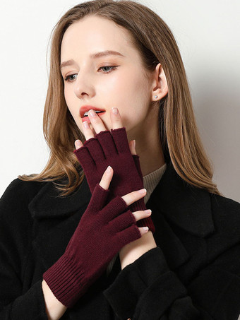 Damenhandschuhe Fingerlose Winter Warme Strickhandschuhe