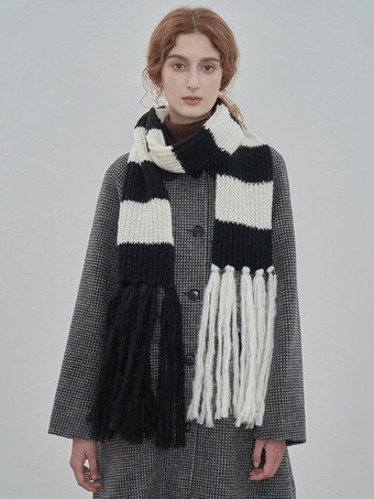 Damenschal Attraktive Streifen Polyesterfaser Winter Warme lange Schals