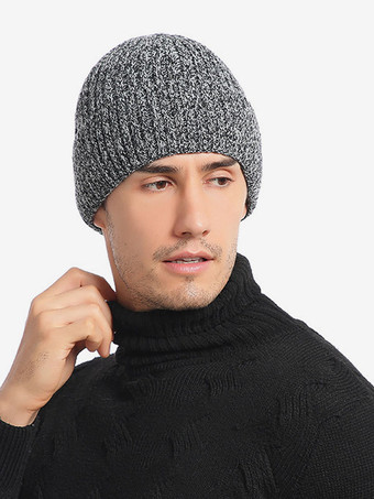 人の美しいアクリル繊維の冬の暖かいニットの帽子のための深い灰色の帽子