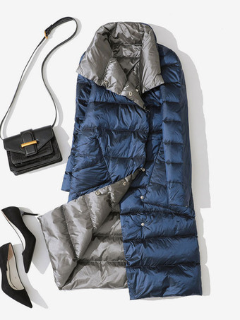 Bleu MarineDoudoune Manteau Femme Duvet Chaud D'hiver