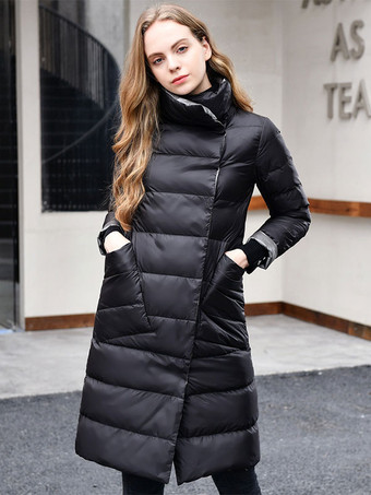 noir Doudoune Manteau Femme Duvet Chaud D'hiver