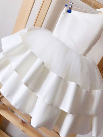 ホワイトフラワーガールドレス ワンショルダー ノースリーブ リボン フォーマル キッズ ページェントドレス