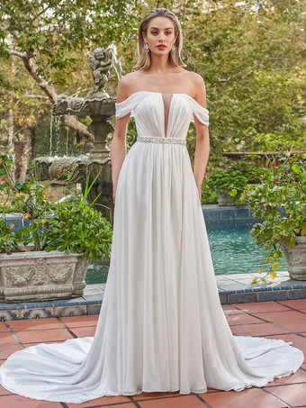 アイボリーブライダルジャンプスーツ 2025 サッシュ付きトレーンマーメイド Vネック ノースリーブ ウェディングジャンプスーツ 無料カスタマイズ