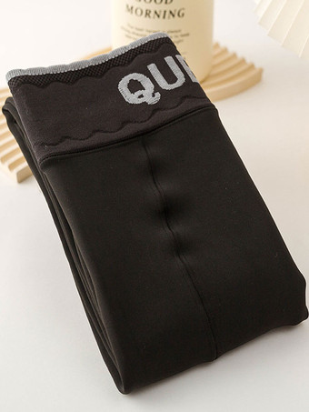 ブラック 女性のレギンス ソフト文字プリント ナイロン 200 グラム タイツ冬暖かいストッキング