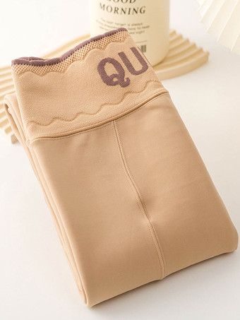 ライト アプリコット女性のレギンス ソフト文字プリント ナイロン 200 グラム タイツ冬暖かいストッキング