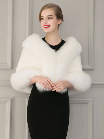 女性の結婚式の白いショール ブライダル冬暖かいカバーアップ