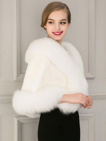 女性の結婚式の白いショール ブライダル冬暖かいカバーアップ