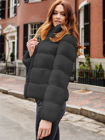 ダークグレー フェイクファーコート ローズ 長袖 環境に優しいファーコート